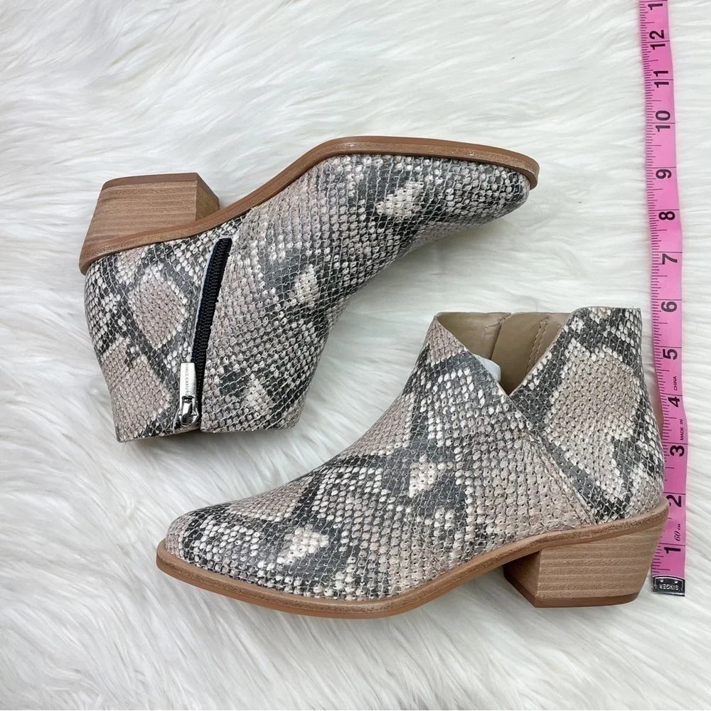 New Vince Camuto Arendara Snake Print Leather Booties in Warm Roccia